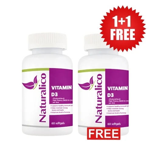 Promo Stack Naturalico 1+1 FREE Naturalico Vitamin D3 3600 IU 60 soft