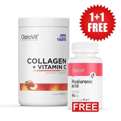 OstroVit 1+1 FREE OSTROVIT Collagen + Vitamin C / Powder 400 g & Hyaluronic Acid 90 tablets