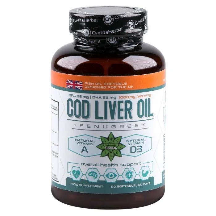 Cvetita Herbal Cod Liver Oil with Fenugreek - 60 gel capsules