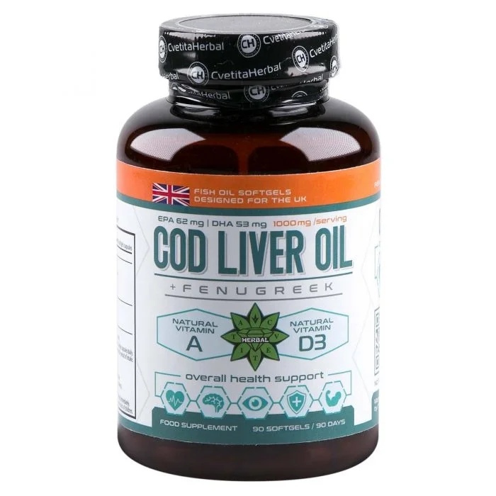 Cvetita Herbal Cod Liver Oil with Fenugreek - 90 gel capsules