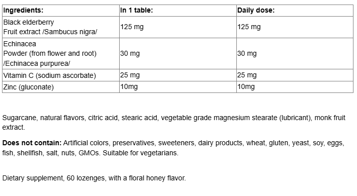 Natural Factors Echinamide® Zinc Lozenges | Sore Throat Relief-fisa nutrițională