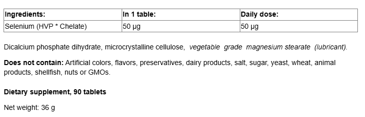 Natural Factors Selenium 50 mcg-fisa nutrițională