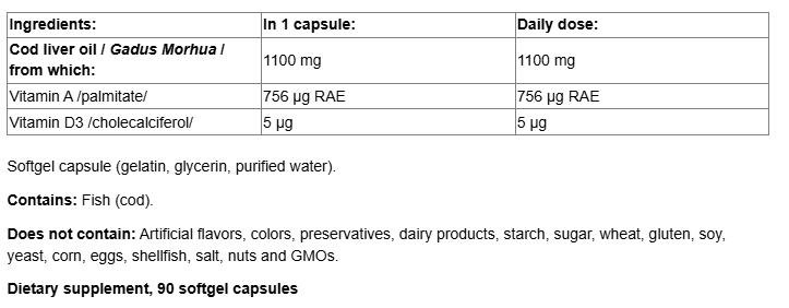 Natural Factors Super Cod Liver Oil-fisa nutrițională