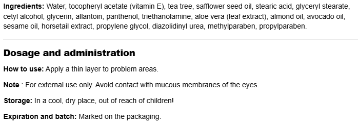 Natural Factors Restorativ | Tea Tree Oil & Vitamin E-fisa nutrițională