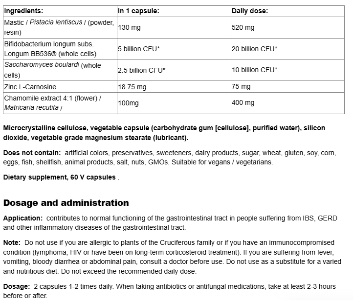 Natural Factors Gastro Assist™-fisa nutrițională