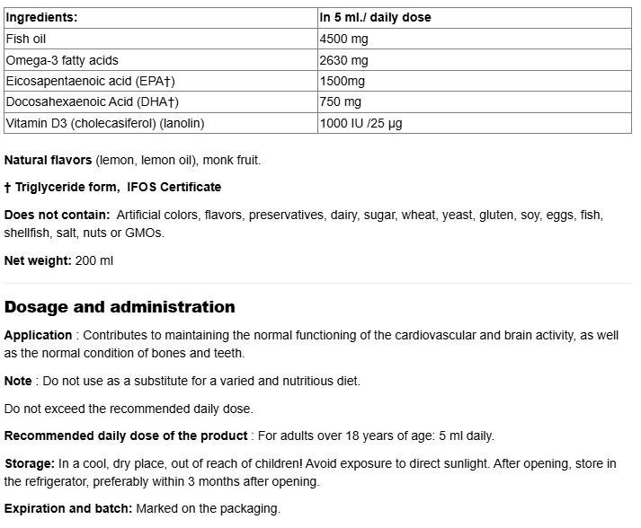 Natural Factors SeaRich Omega-3 1500mg EPA 750mg DHA-fisa nutrițională