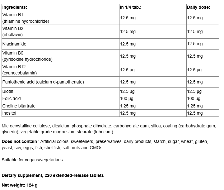 Webber Naturals Vitamin B50 Complex Timed Release-fisa nutrițională