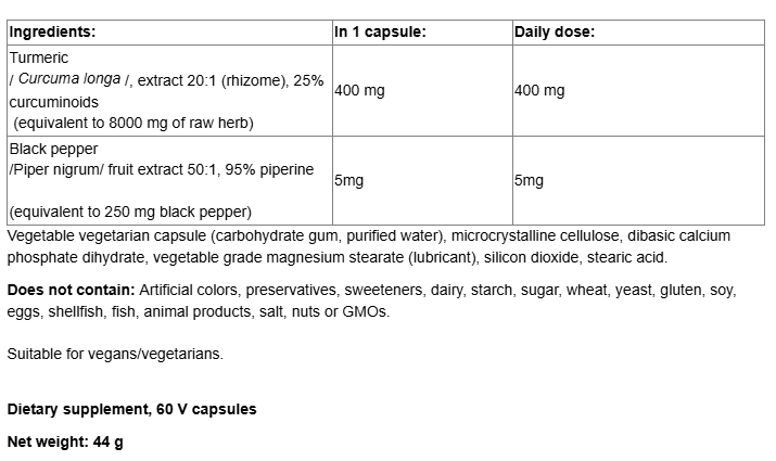 Webber Naturals Turmeric Curcumin with Black Pepper High Absorption 8000 mg-fisa nutrițională