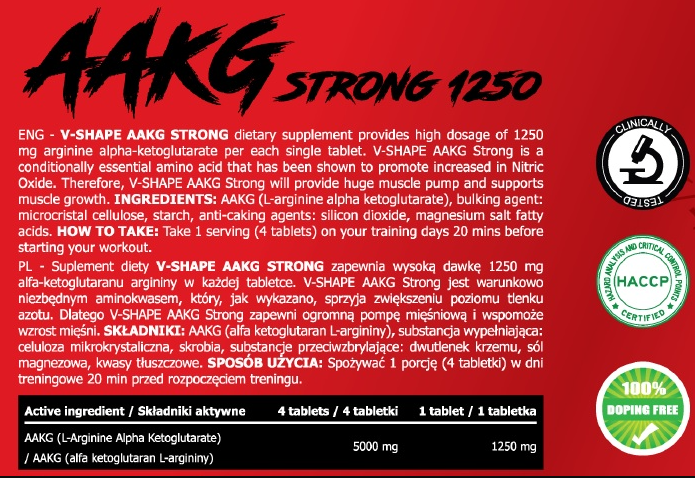 V-SHAPE SUPPS AAKG STRONG 1250 mg-fisa nutrițională