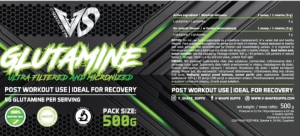 V-SHAPE SUPPS L-Glutamine Micronized Ultra Filtered-fisa nutrițională