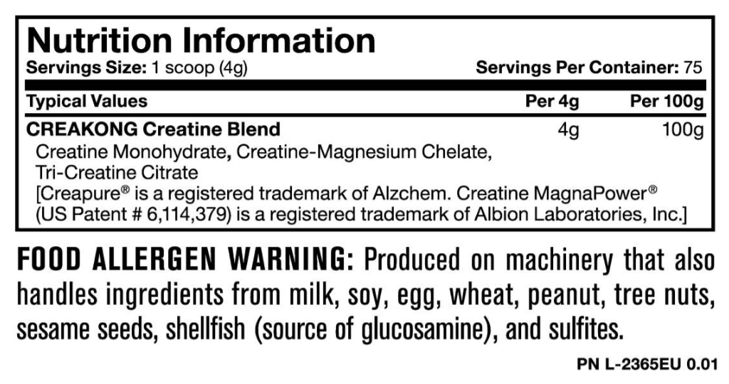 Mutant CreaKong 300g-factsheets