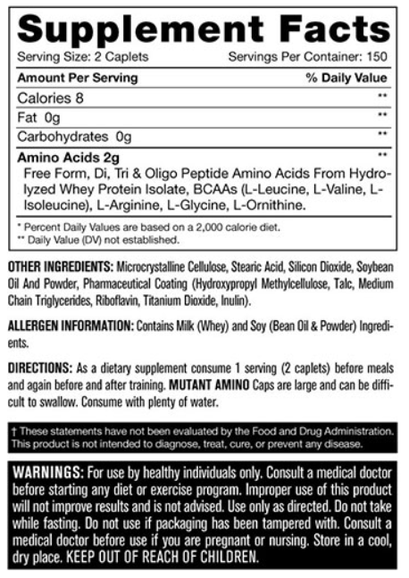 Mutant Amino / 600 tablets-factsheets