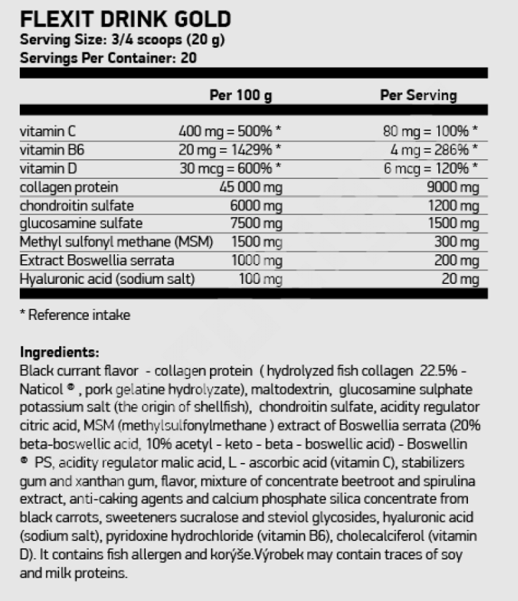 Nutrend Flexit Drink Gold-factsheets