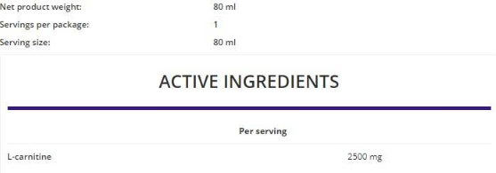 OstroVit L-Carnitine 2500 mg Shot 80ml-factsheets