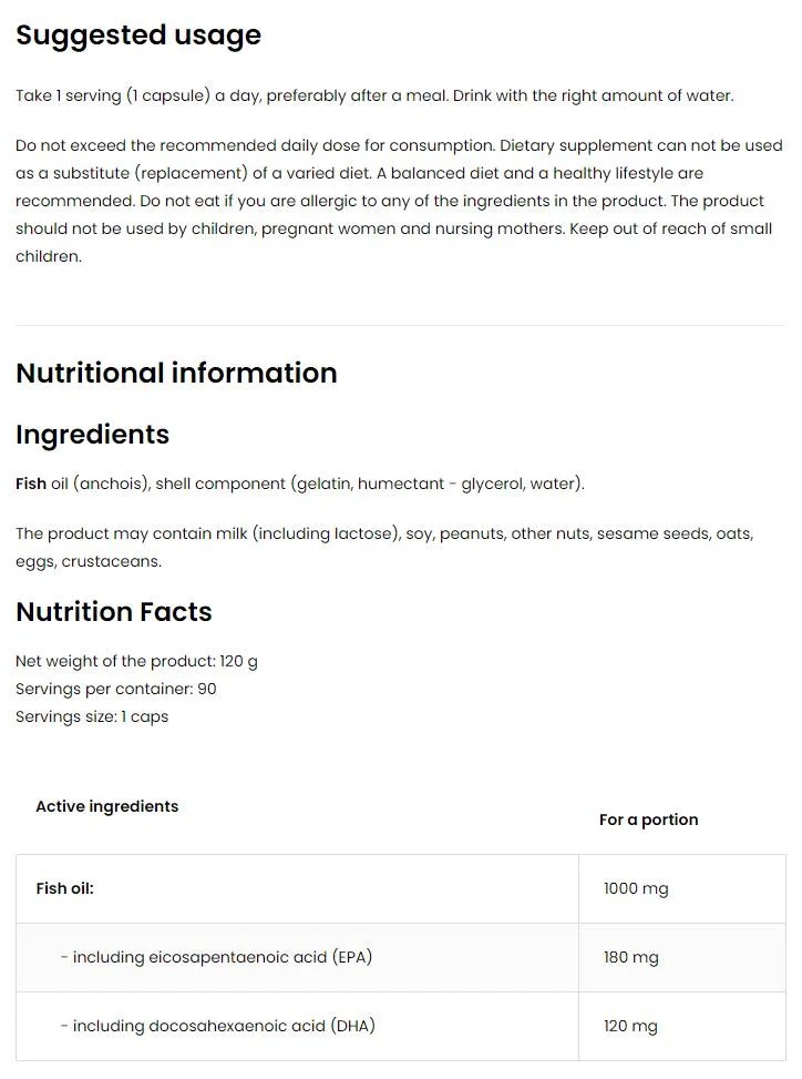 OstroVit Omega 3-factsheets