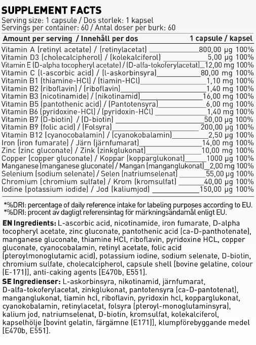 Swedish Supplements Vitamin Day Formula & Mineral Night Formula Complex-factsheets