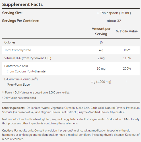 NOW L-Carnitine Liquid /Citrus/ 1000mg. /-factsheets