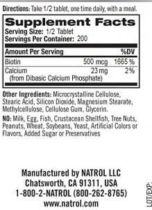 Natrol Biotin 1000mg-factsheets