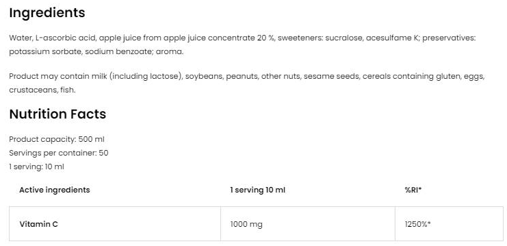 OstroVit Vitamin C Liquid-factsheets