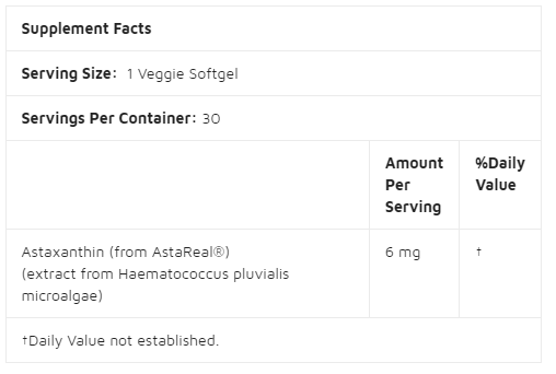 Doctors Best Astaxanthin With AstaReal 6 mg / 30 gel capsules-factsheets