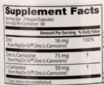 Doctors Best Zinc Carnosine Complex with Pepzin 120 caps-factsheets