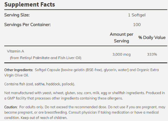 NOW Vitamin A 10 000 IU-factsheets