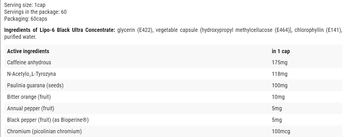 Nutrex Lipo 6 Black Ultra Concentrate-factsheets