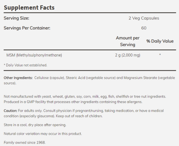 NOW MSM 1000 mg-factsheets