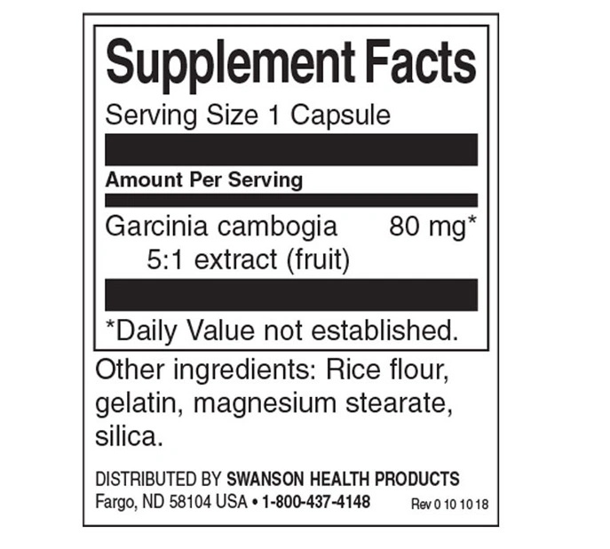 Swanson Garcinia Cambogia 5:1 Extract 80 mg-factsheets