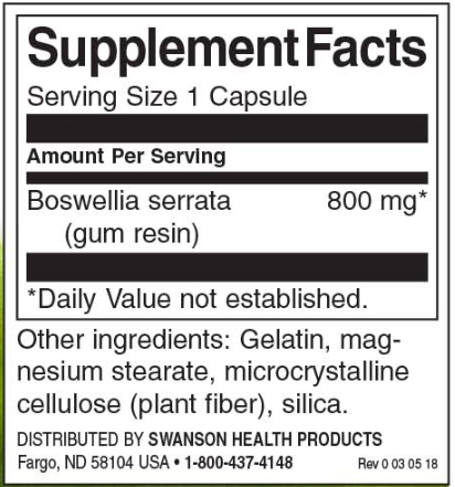 Swanson Full Spectrum Boswellia - Double Strength 800mg-factsheets