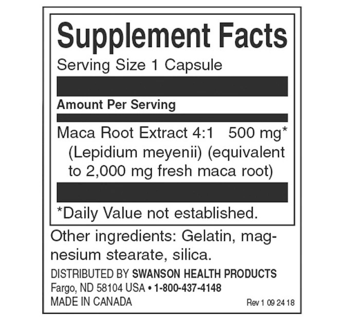 Swanson Maca 500 mg-factsheets