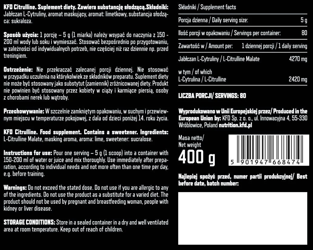 KFD Nutrition Premium Citrulline-factsheets