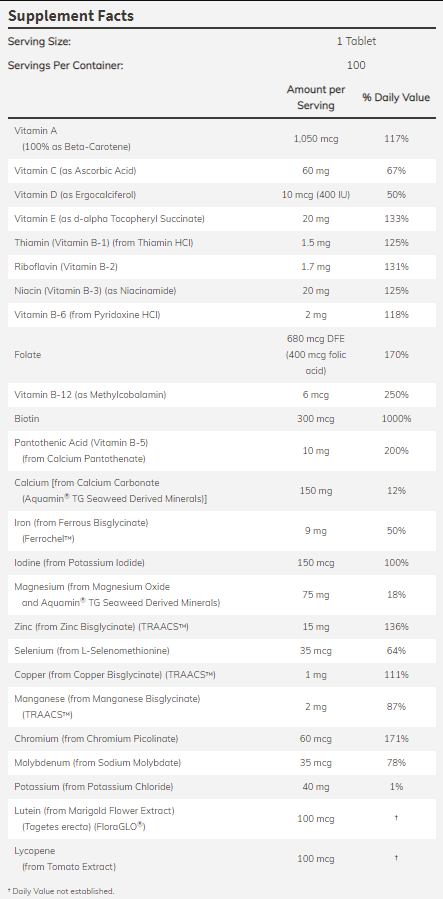 NOW Daily Vits™ Multi Vitamin & Mineral-factsheets