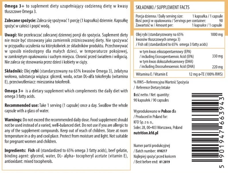 KFD Nutrition Omega 3+-factsheets