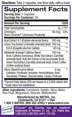 Natrol Acai Berry Diet-factsheets