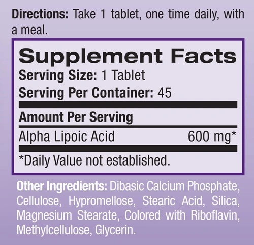 Natrol Alpha Lipoic Acid /Time release/ 600 mg-factsheets