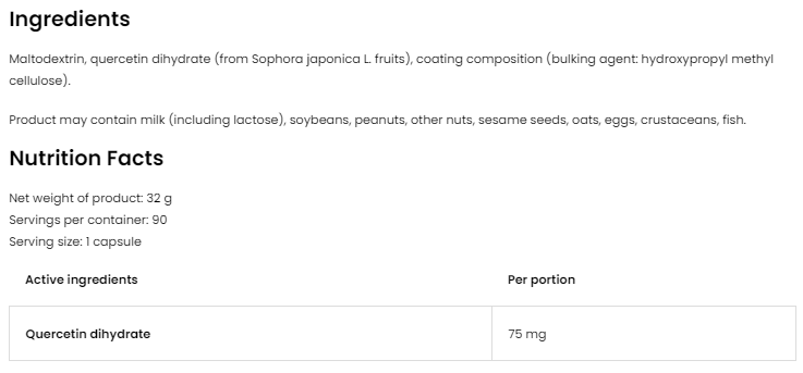 OstroVit Quercetin / Vege-factsheets