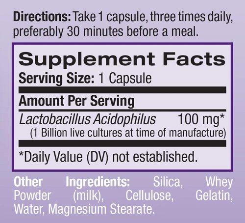 Natrol Acidophilus Probiotic 100mg-factsheets