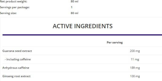 OstroVit Guarana Shot / with Ginseng-factsheets