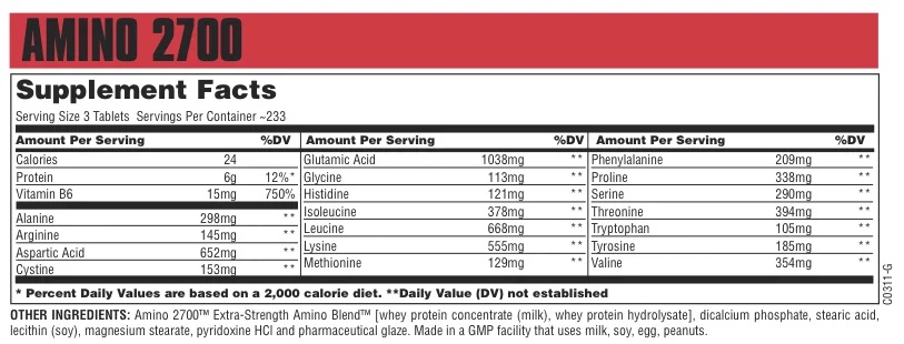 Universal Amino 2700 / 700 tablets-factsheets