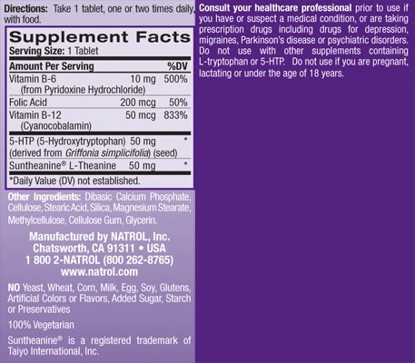 Natrol 5-HTP Mood Positive 50 tablets-factsheets