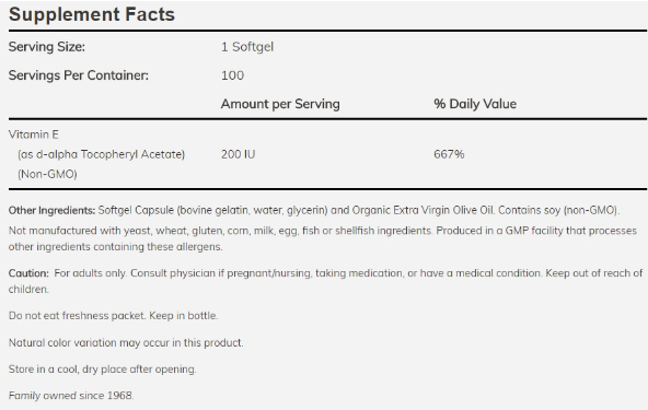 NOW Vitamin E-200 IU D-Alpha-factsheets