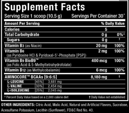 Allmax nutrition Aminocore BCAA-factsheets