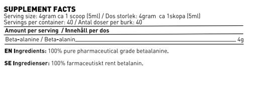 SWEDISH Supplements Beta Alanine Powder-factsheets