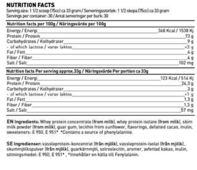 SWEDISH Supplements Whey Protein Deluxe-factsheets