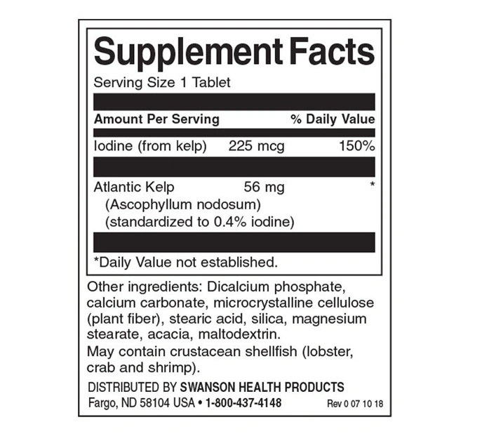 Swanson Kelp (Iodine) 225 mcg-factsheets