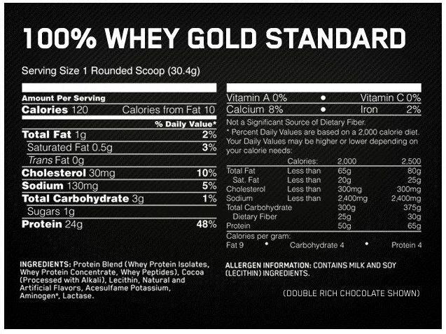 Optimum Nutrition 100% Whey Gold Standard-factsheets