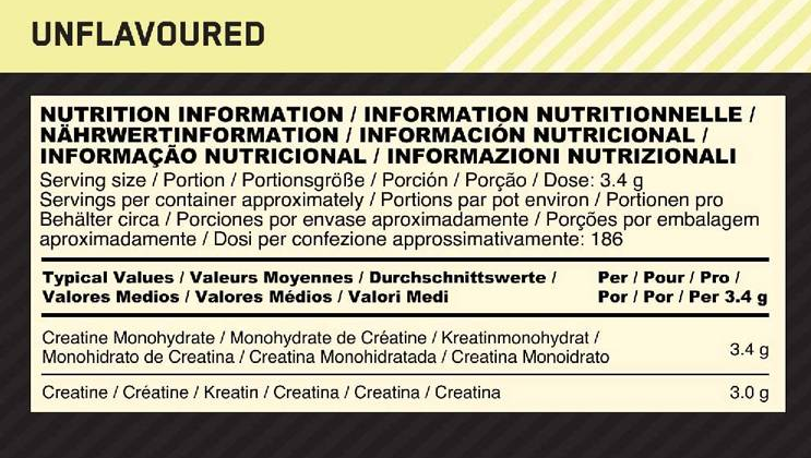 Optimum Nutrition Micronized Creatine Powder-fisa nutrițională