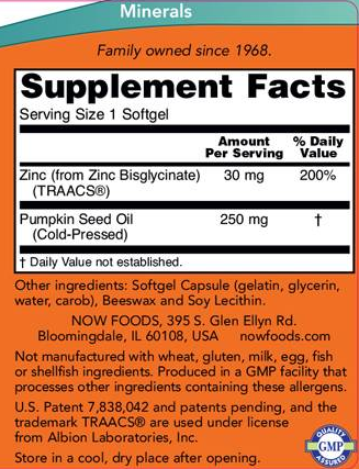 NOW Zinc Glycinate 30 mg Albion TRAACS-factsheets