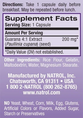 Natrol Guarana 200mg-factsheets